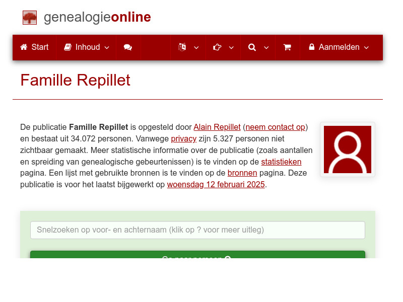 Screenshot van website