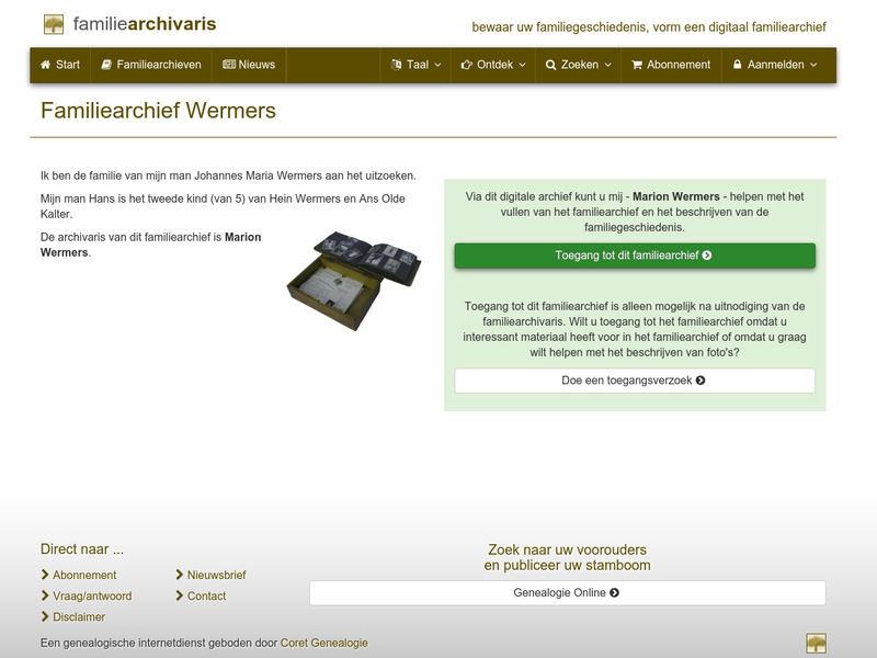 Screenshot van website