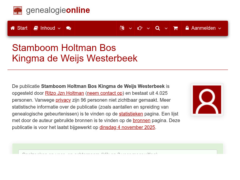 Screenshot van website