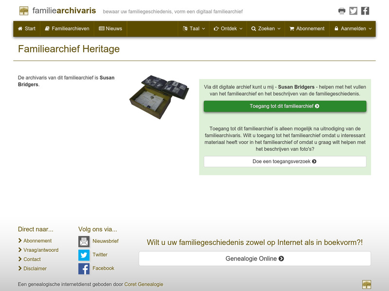 Screenshot van website