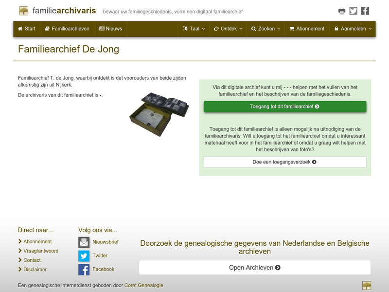 Screenshot van website