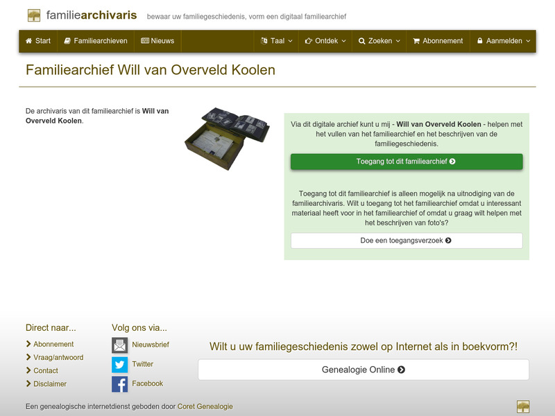 Screenshot van website