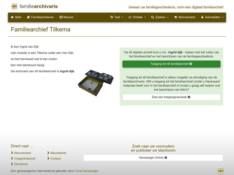 Screenshot van website