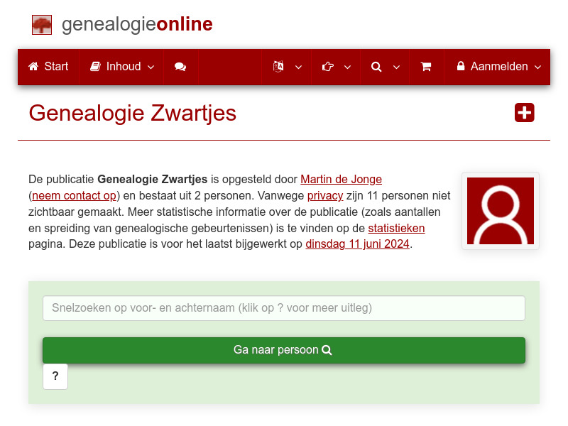 Screenshot van website