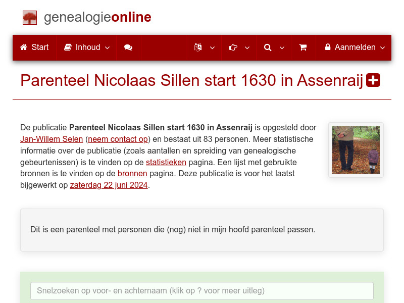 Screenshot van website