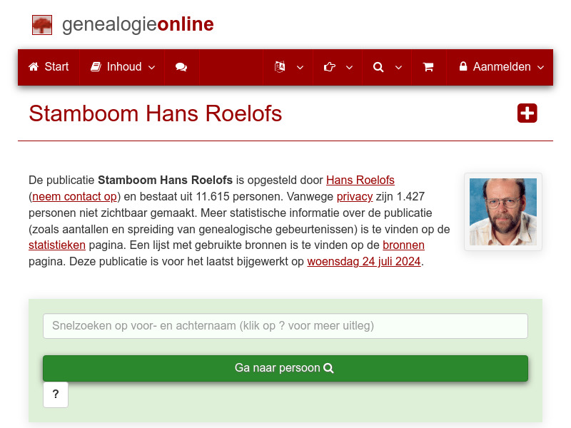 Screenshot van website