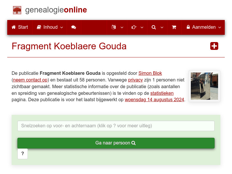 Screenshot van website