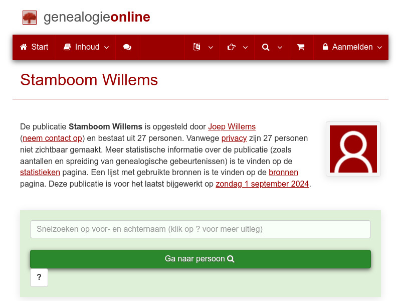 Screenshot van website