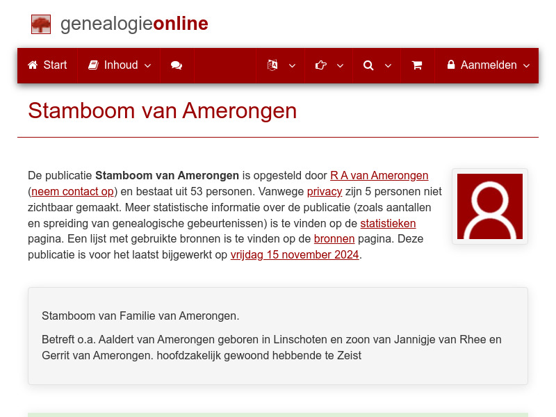 Screenshot van website