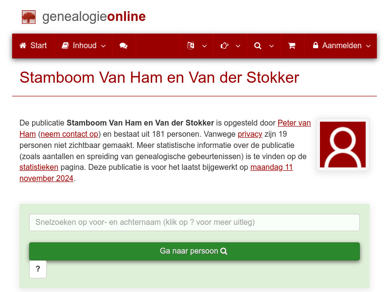 Screenshot van website