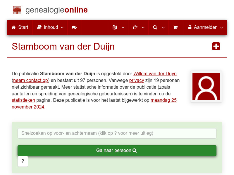 Screenshot van website