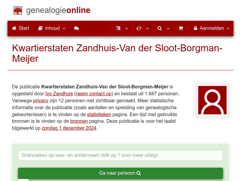 Screenshot van website