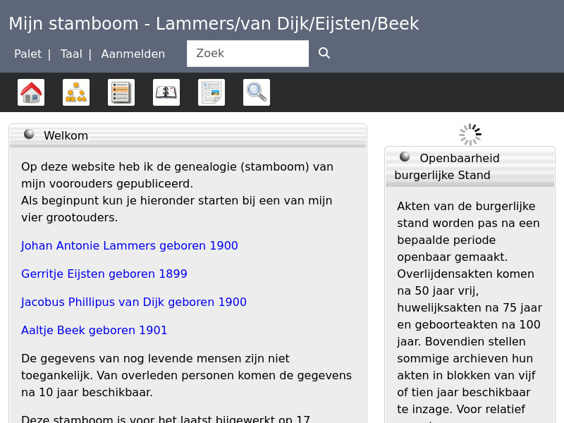 Screenshot van website