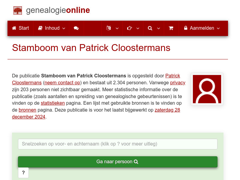 Screenshot van website