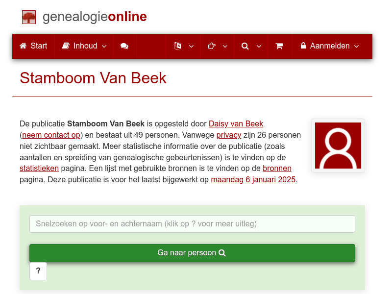 Screenshot van website