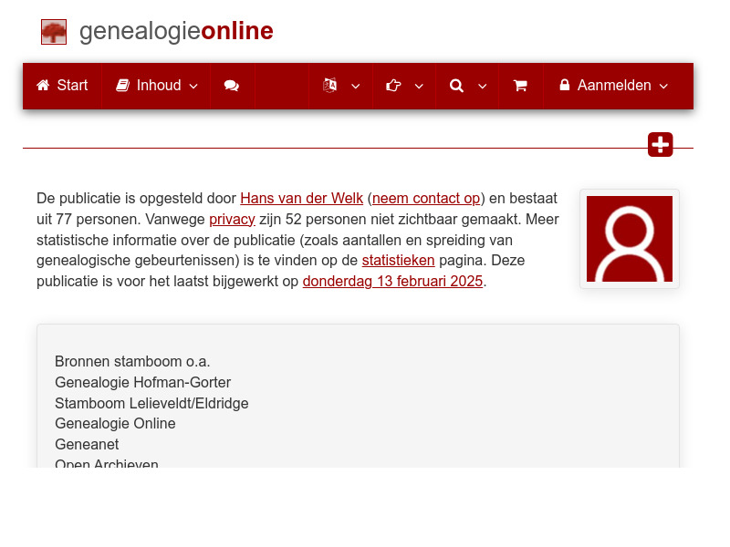 Screenshot van website