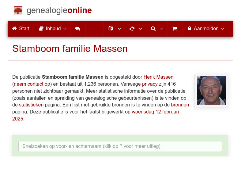 Screenshot van website