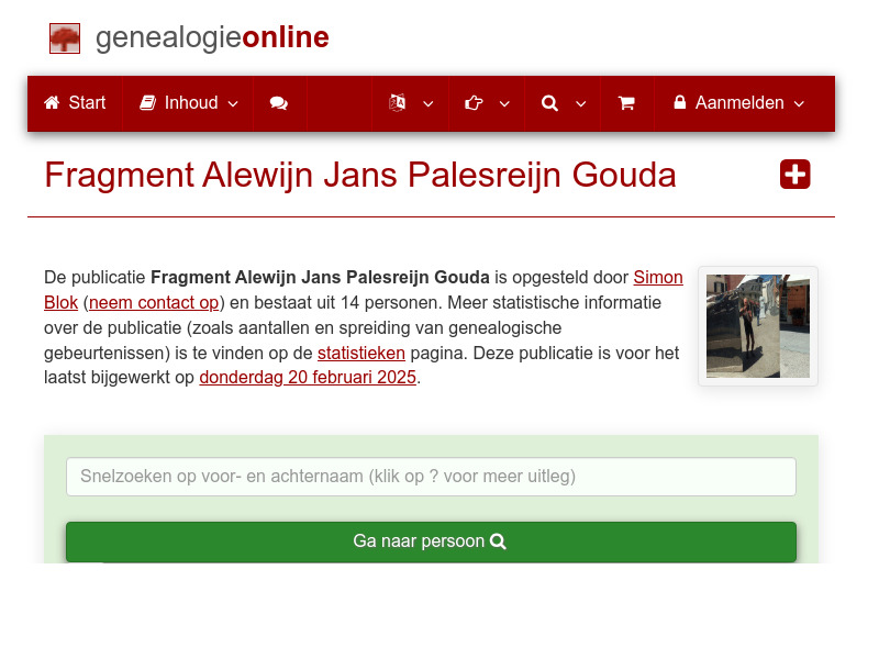 Screenshot van website