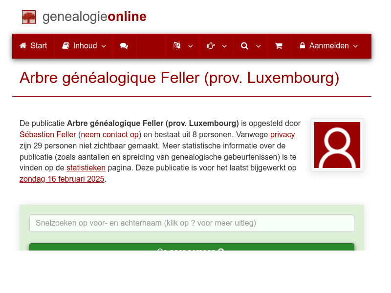 Screenshot van website