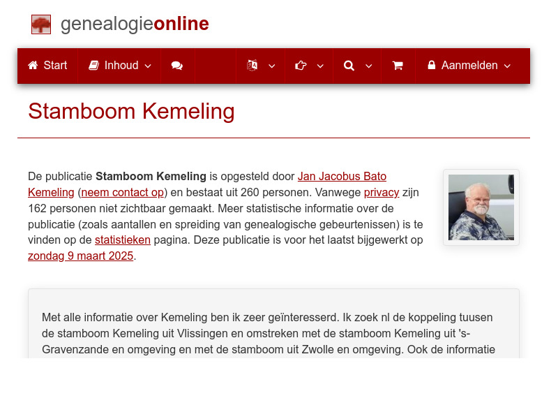 Screenshot van website