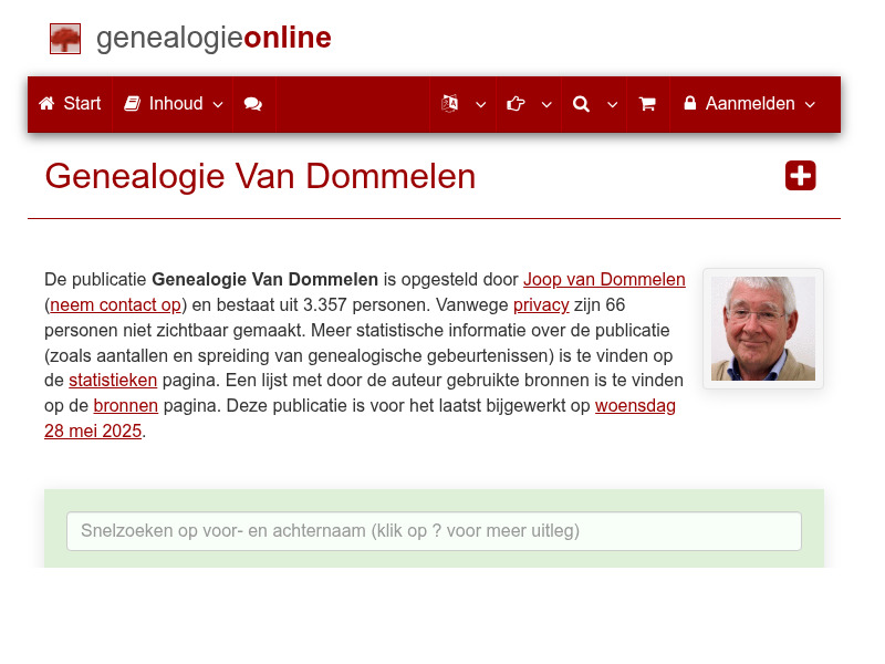 Screenshot van website