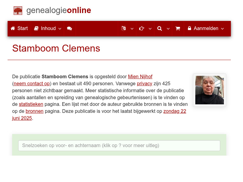 Screenshot van website