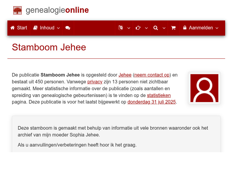 Screenshot van website
