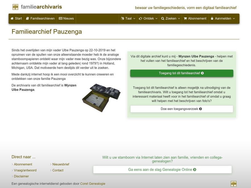 Screenshot van website