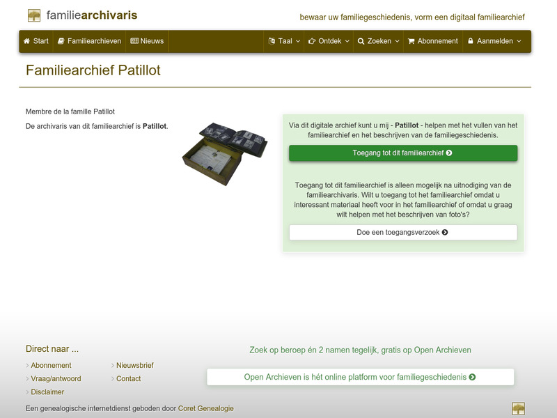 Screenshot van website