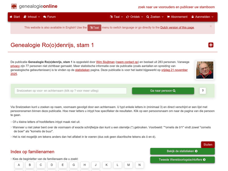 Screenshot van website