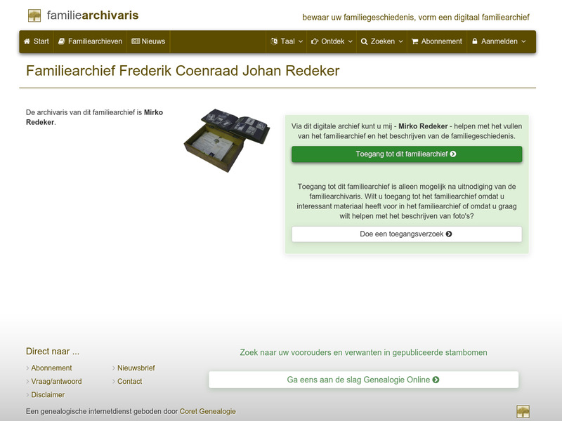 Screenshot van website