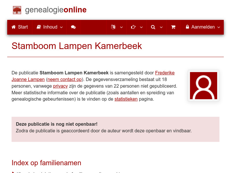 Screenshot van website