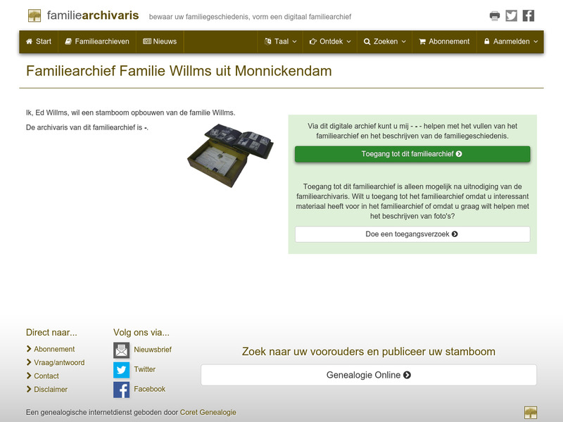 Screenshot van website