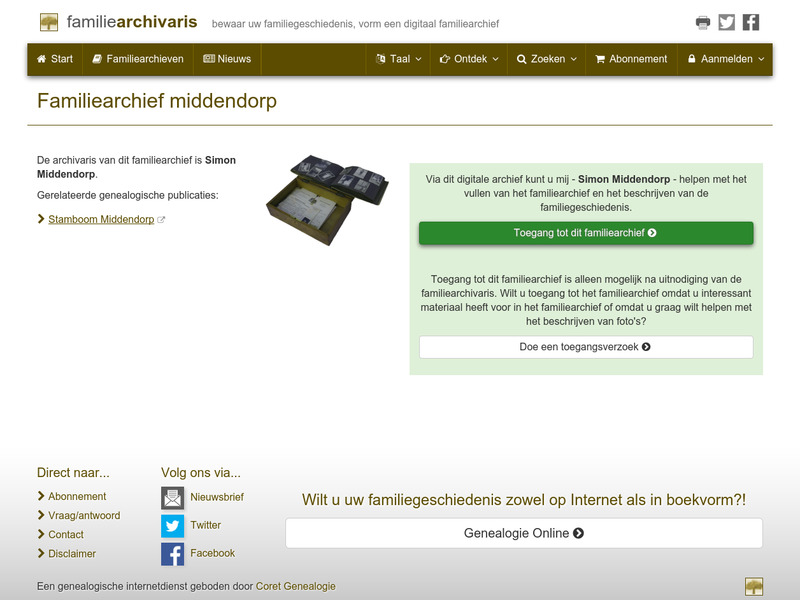 Screenshot van website