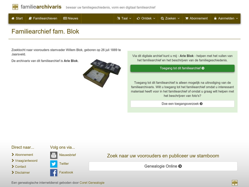 Screenshot van website