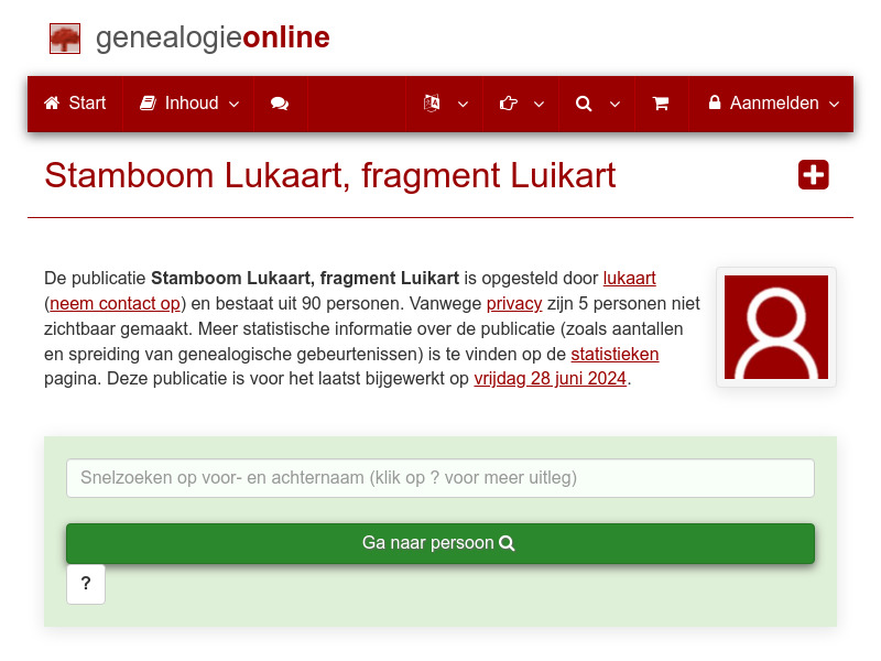 Screenshot van website