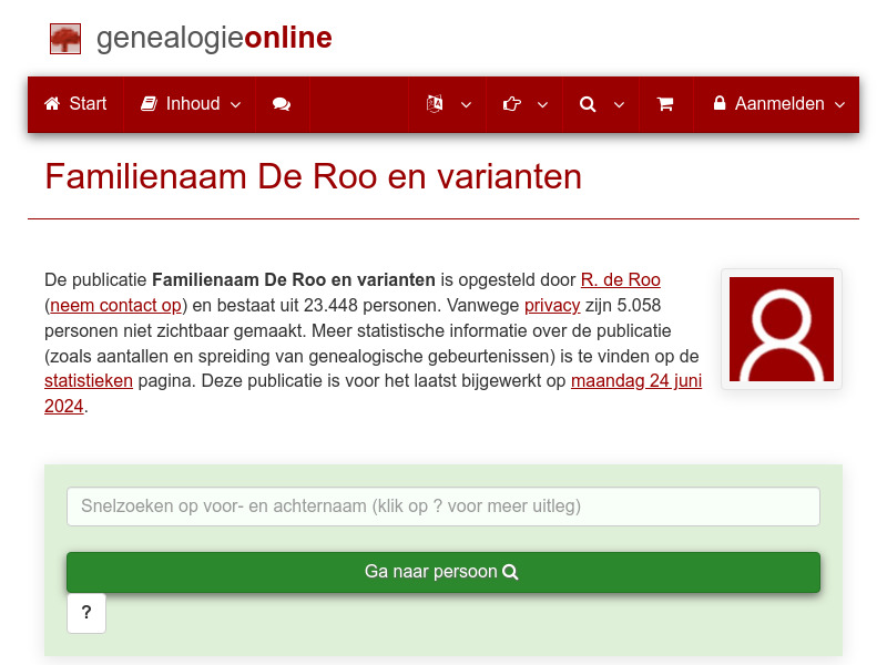 Screenshot van website