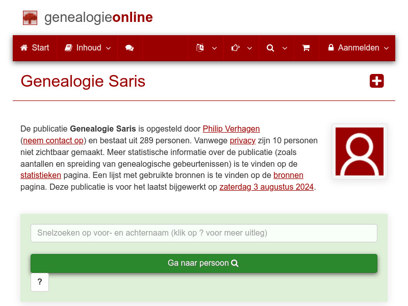 Screenshot van website