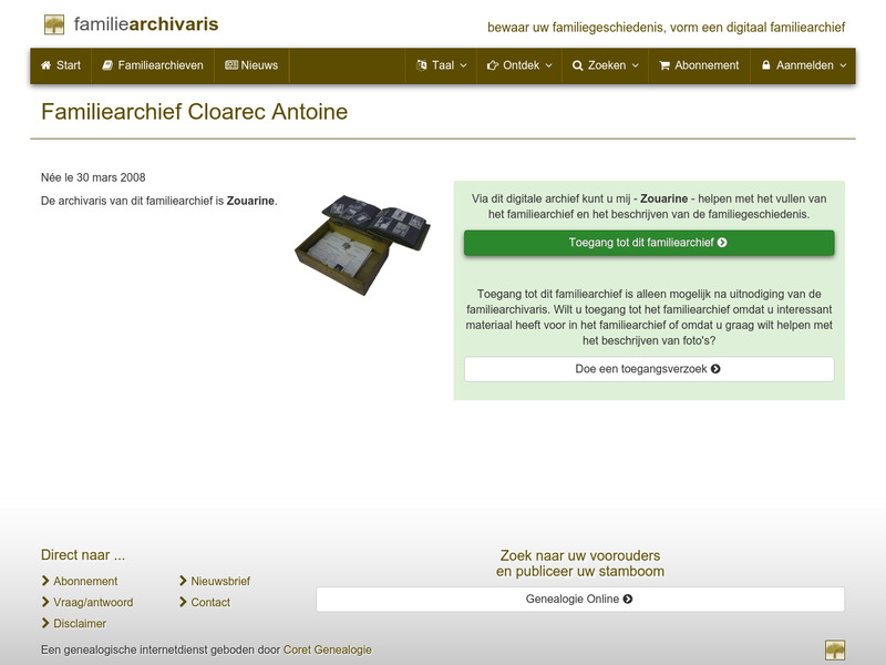 Screenshot van website