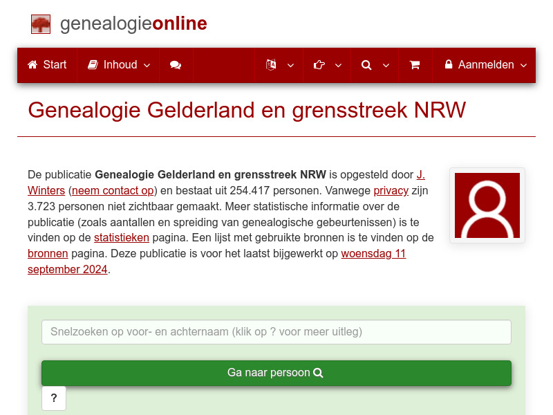 Screenshot van website