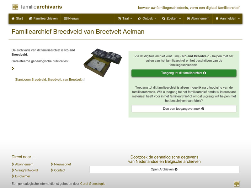 Screenshot van website