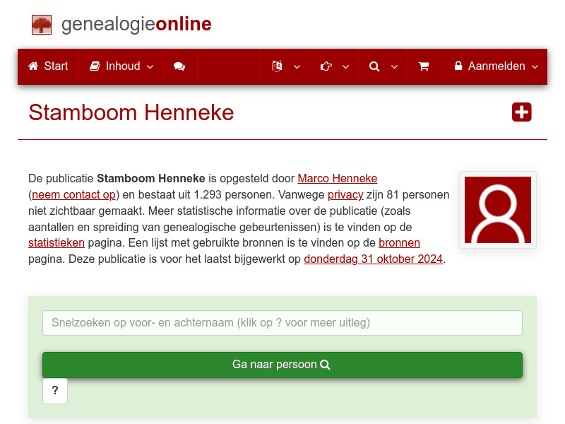 Screenshot van website