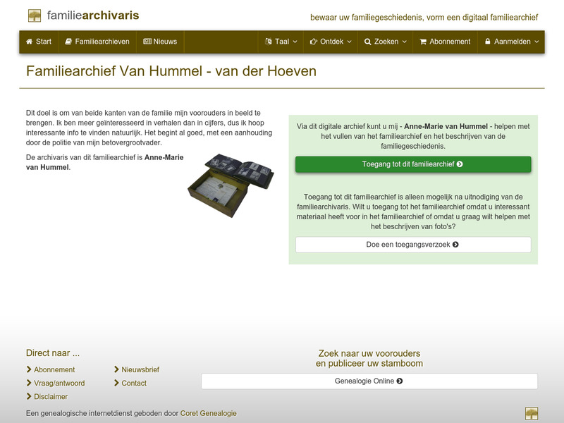 Screenshot van website