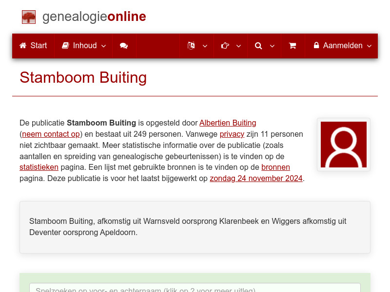 Screenshot van website