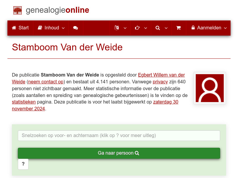 Screenshot van website