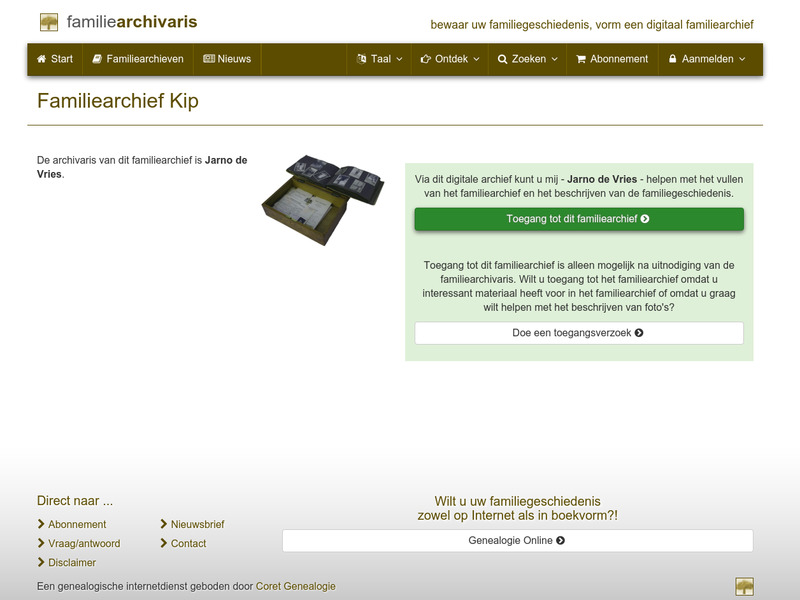 Screenshot van website