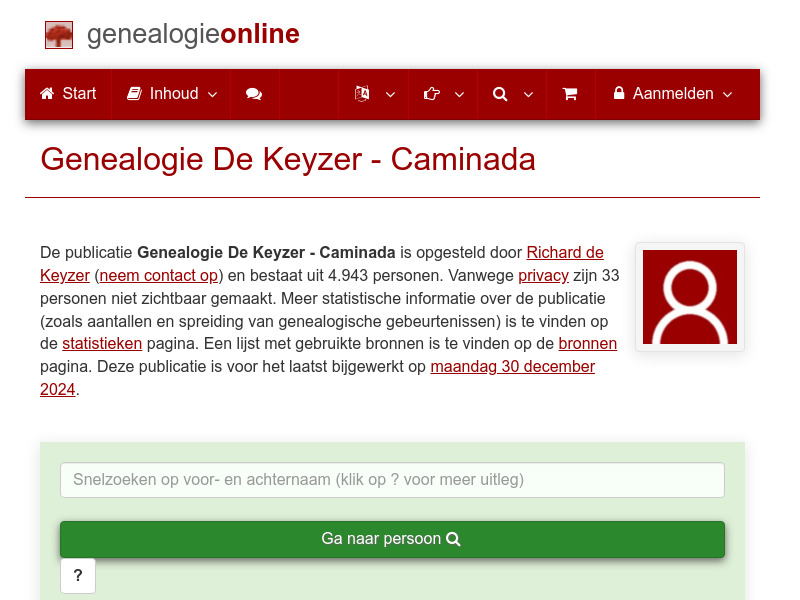 Screenshot van website