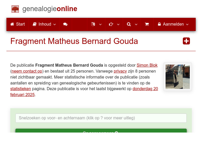 Screenshot van website