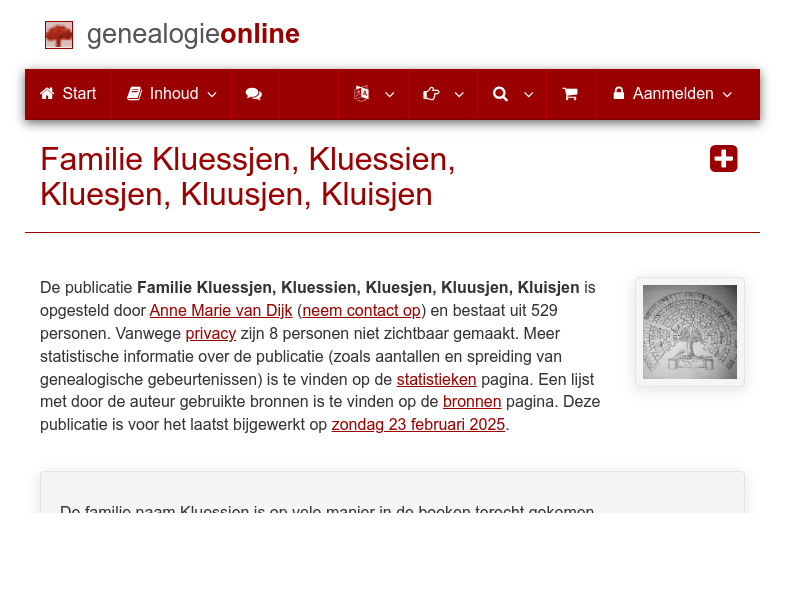 Screenshot van website