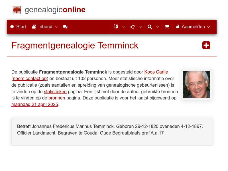 Screenshot van website